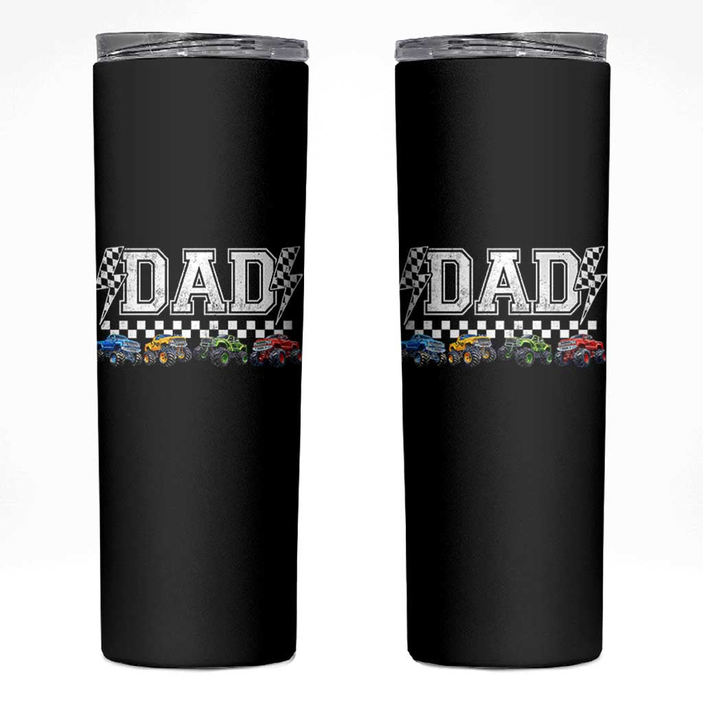 Monster Truck Dad Skinny Tumbler Funny Truck Daddy Checkered Father's Day