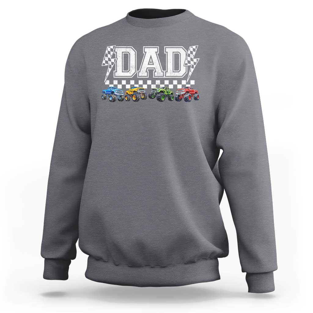 Monster Truck Dad Sweatshirt Funny Truck Daddy Checkered Father's Day