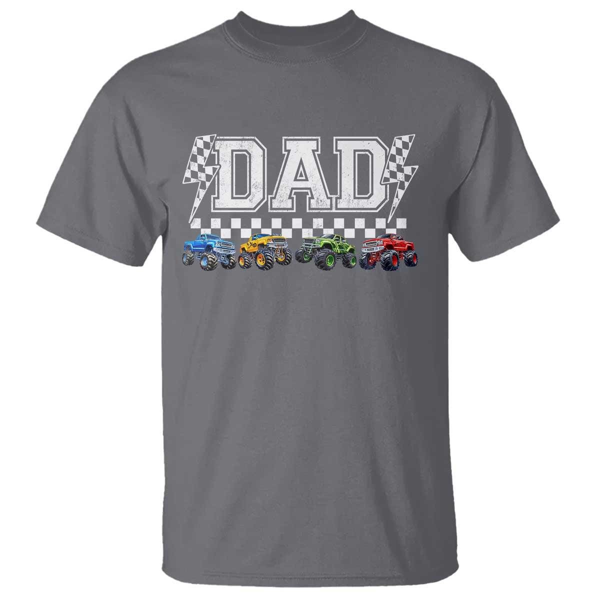 Monster Truck Dad T Shirt Funny Truck Daddy Checkered Father's Day