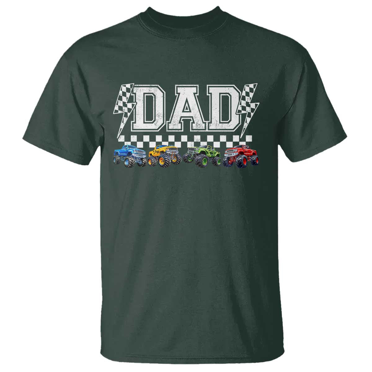 Monster Truck Dad T Shirt Funny Truck Daddy Checkered Father's Day