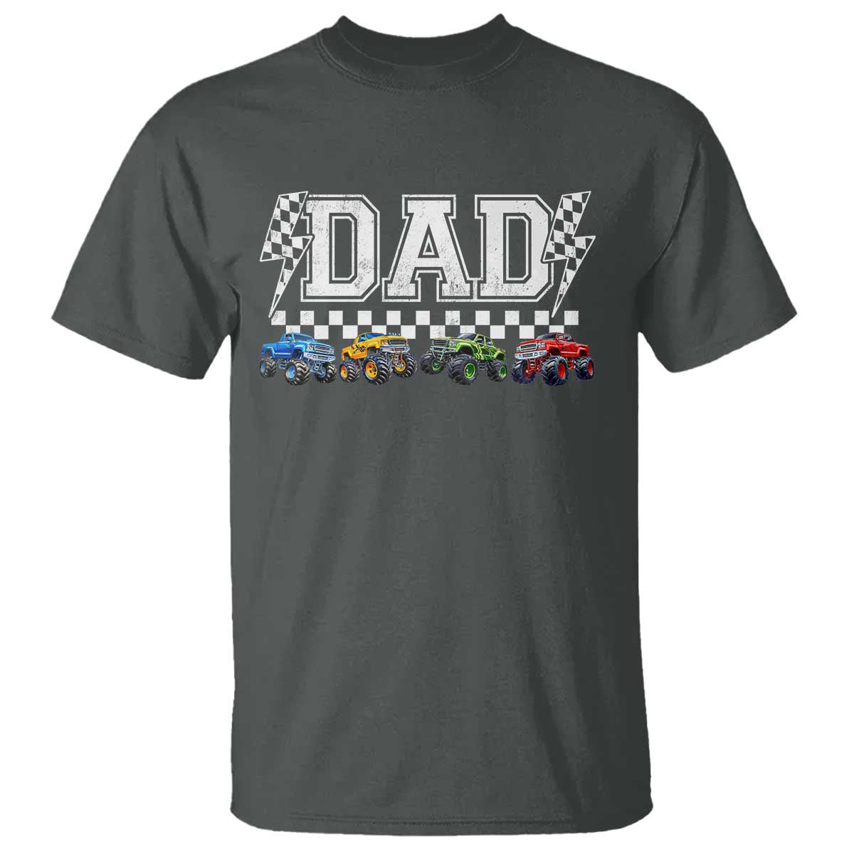 Monster Truck Dad T Shirt Funny Truck Daddy Checkered Father's Day