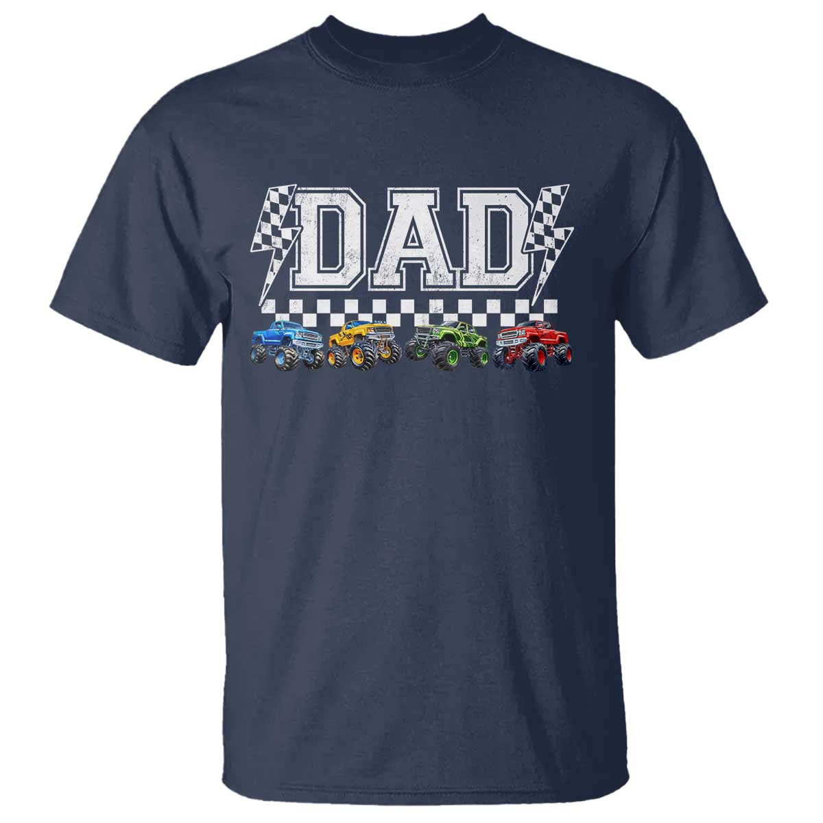 Monster Truck Dad T Shirt Funny Truck Daddy Checkered Father's Day