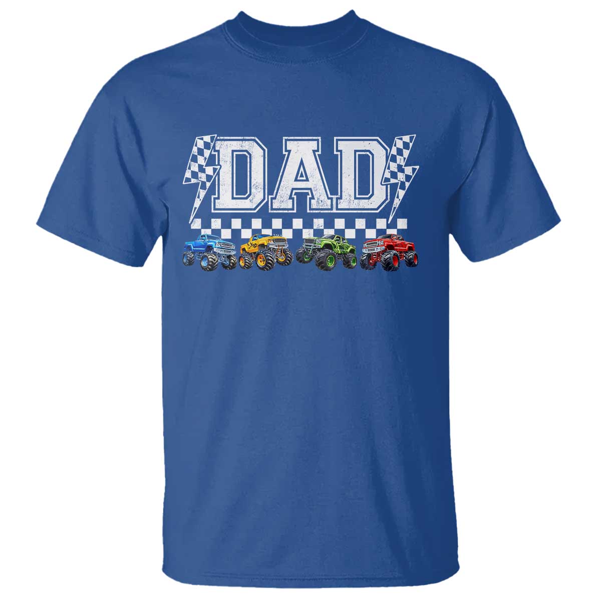 Monster Truck Dad T Shirt Funny Truck Daddy Checkered Father's Day