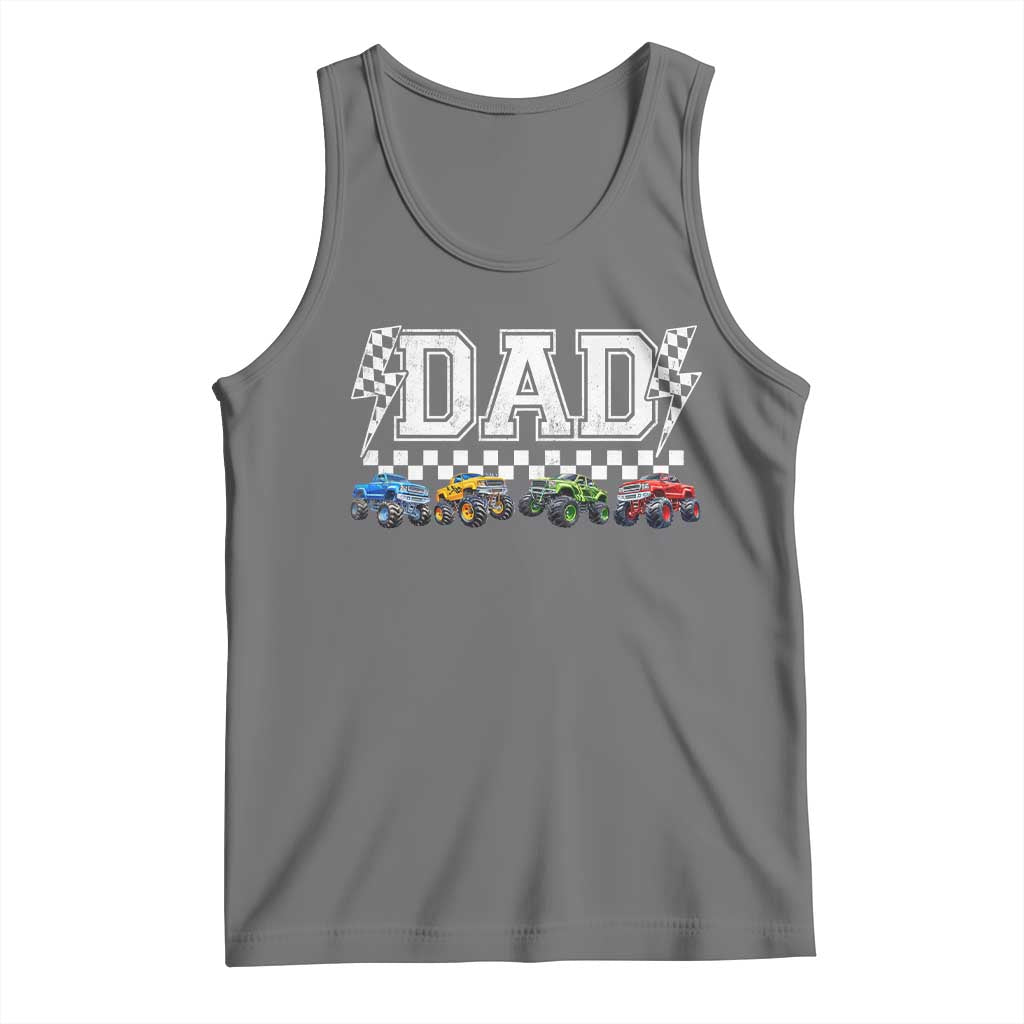 Monster Truck Dad Tank Top Funny Truck Daddy Checkered Father's Day
