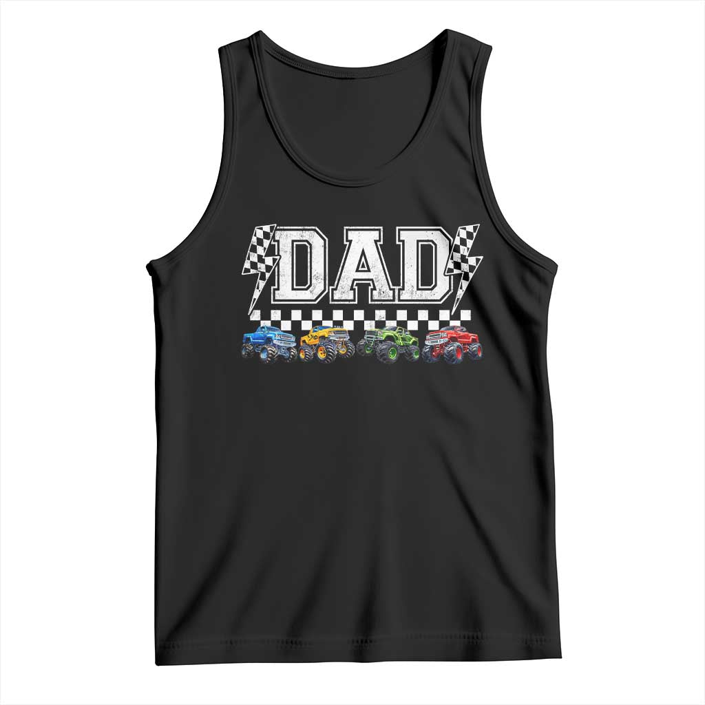 Monster Truck Dad Tank Top Funny Truck Daddy Checkered Father's Day