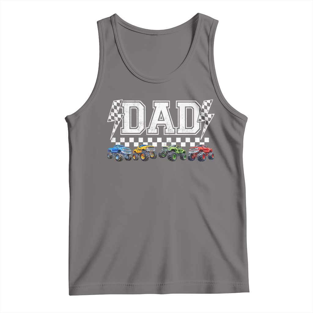 Monster Truck Dad Tank Top Funny Truck Daddy Checkered Father's Day