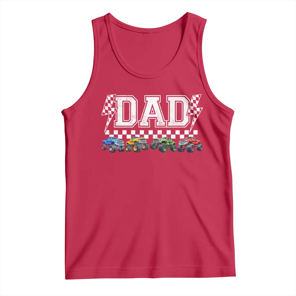 Monster Truck Dad Tank Top Funny Truck Daddy Checkered Father's Day