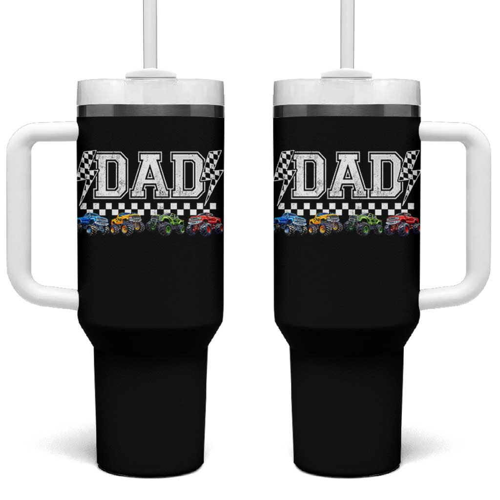 Monster Truck Dad Tumbler With Handle Funny Truck Daddy Checkered Father's Day