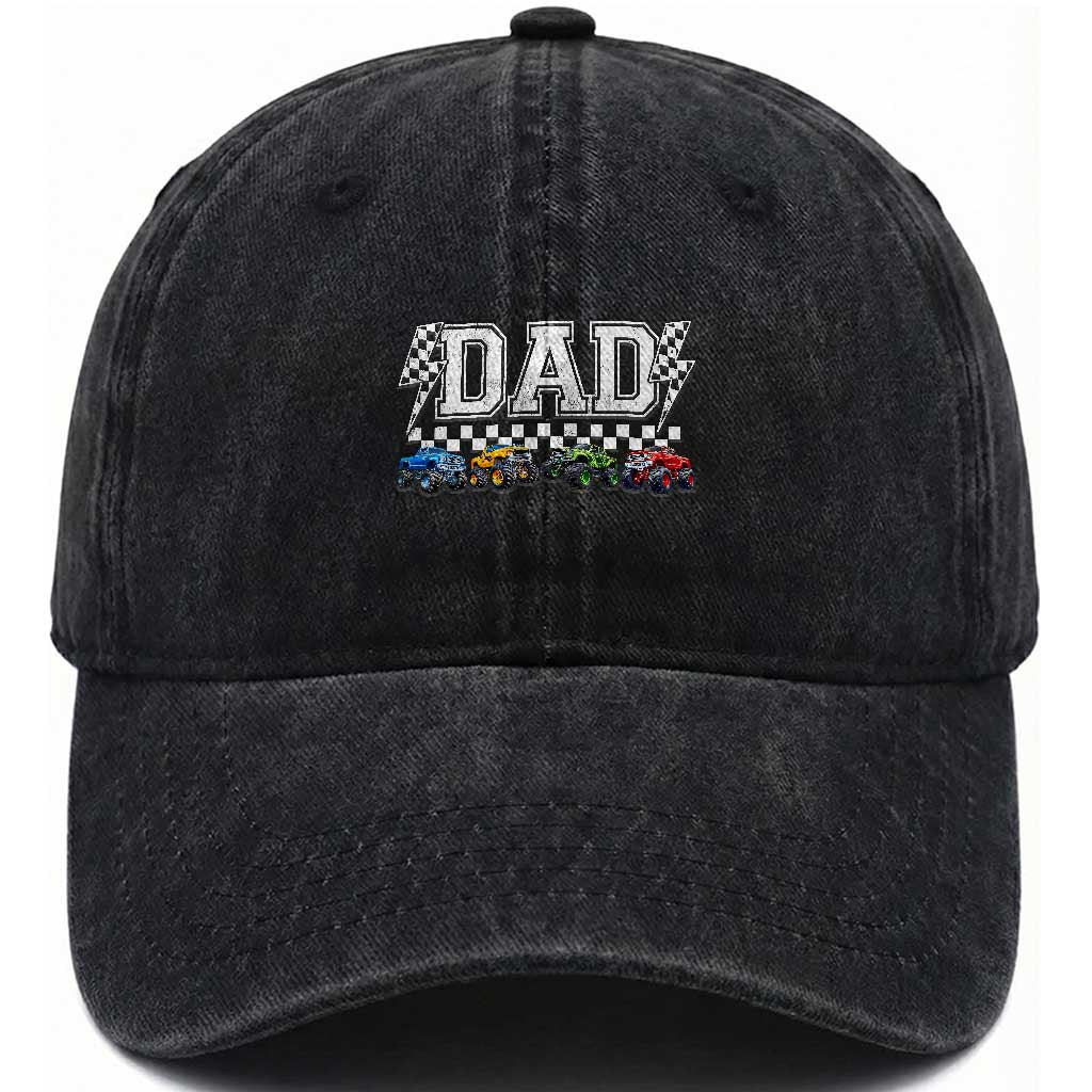 Monster Truck Dad Washed Cotton Baseball Cap Funny Truck Daddy Checkered Father's Day