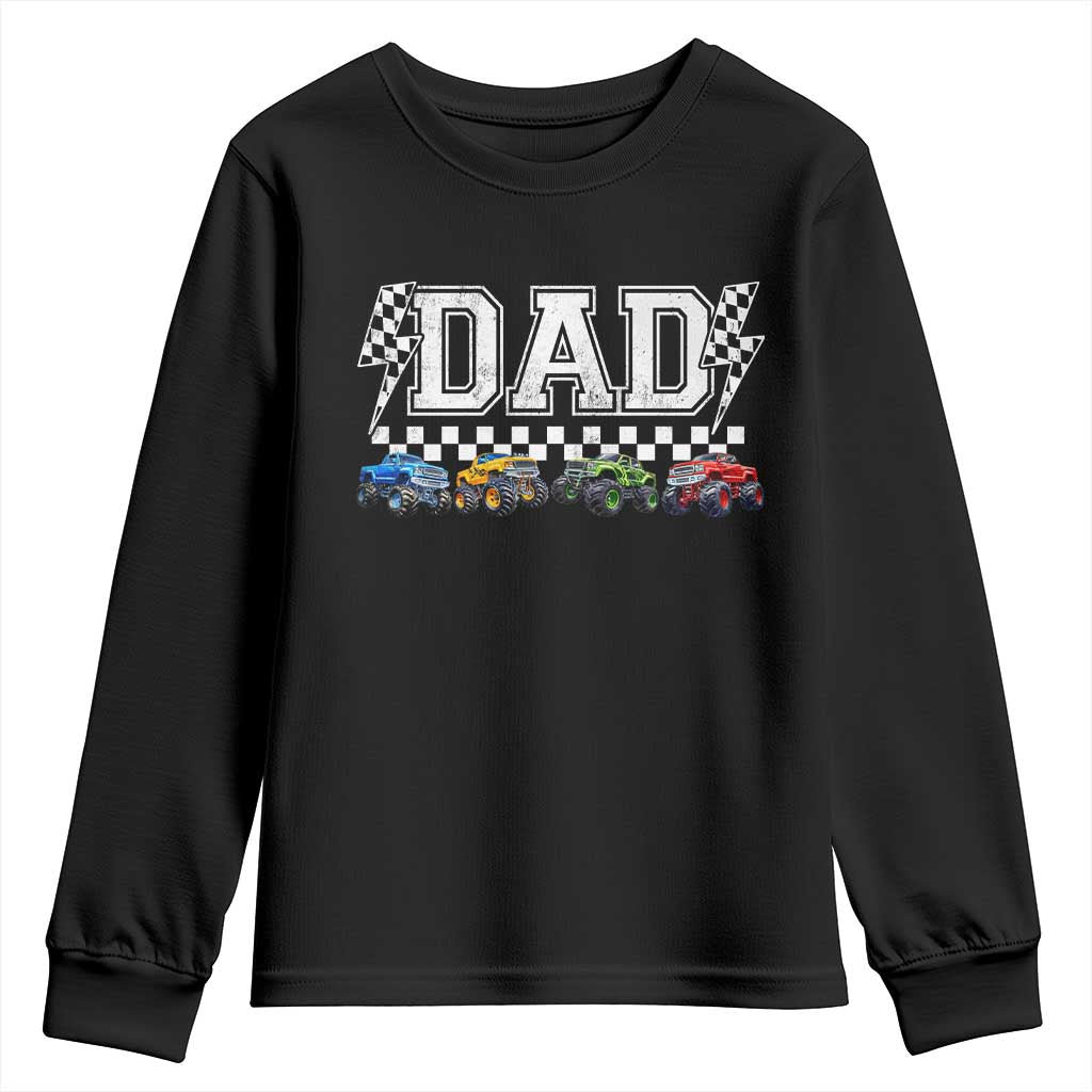 Monster Truck Dad Youth Sweatshirt Funny Truck Daddy Checkered Father's Day