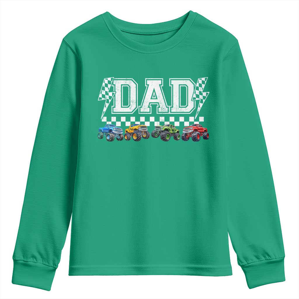 Monster Truck Dad Youth Sweatshirt Funny Truck Daddy Checkered Father's Day