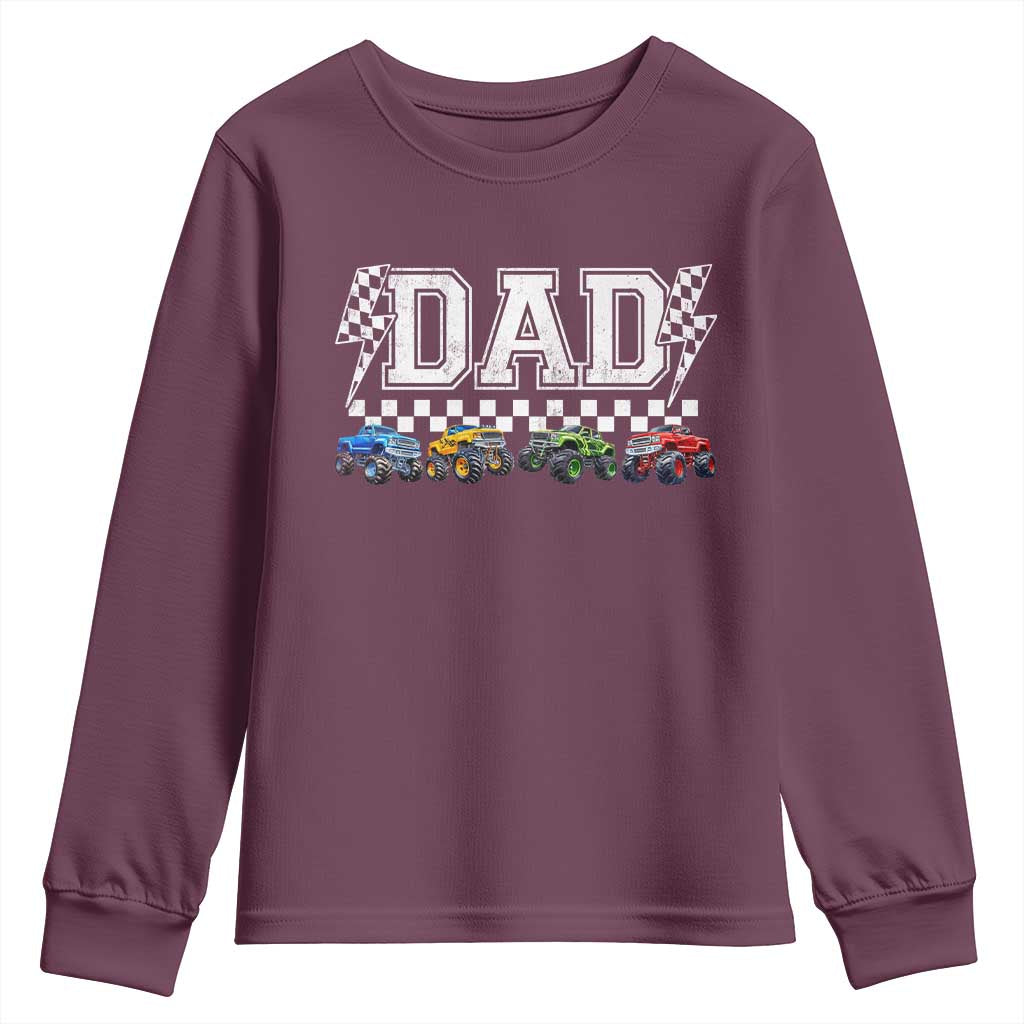Monster Truck Dad Youth Sweatshirt Funny Truck Daddy Checkered Father's Day