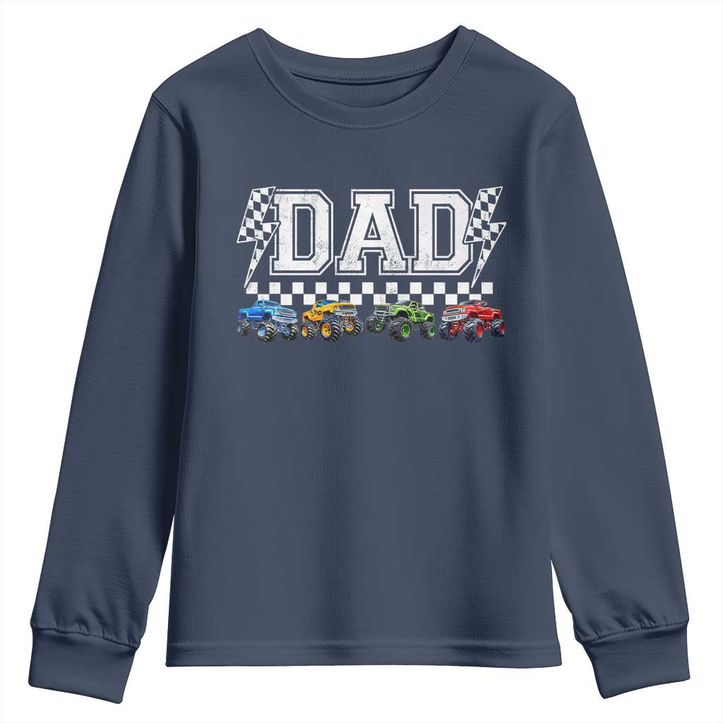 Monster Truck Dad Youth Sweatshirt Funny Truck Daddy Checkered Father's Day