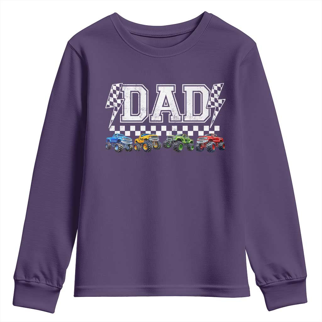 Monster Truck Dad Youth Sweatshirt Funny Truck Daddy Checkered Father's Day