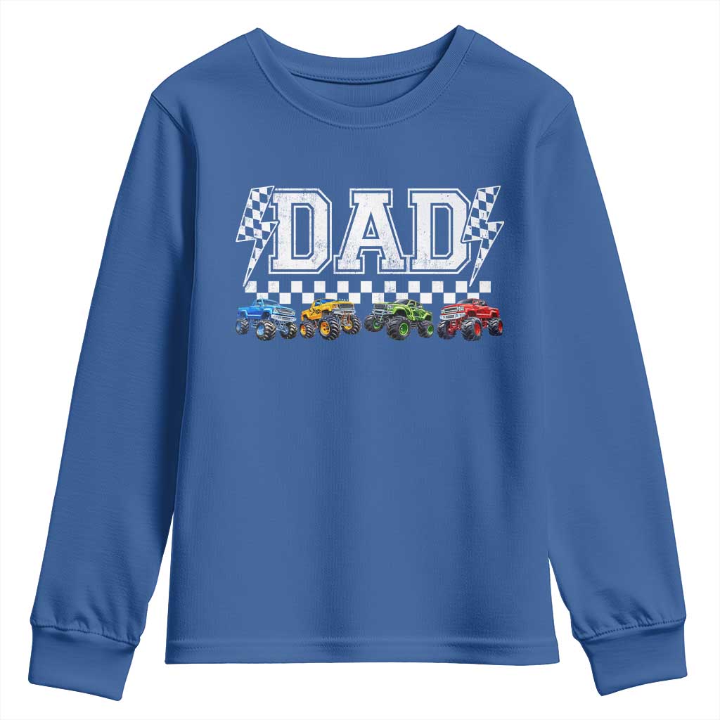 Monster Truck Dad Youth Sweatshirt Funny Truck Daddy Checkered Father's Day
