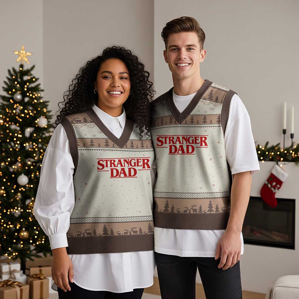 Stranger Dad V-Neck Knit Sweater Vest Funny Fathers Day Movie Gift