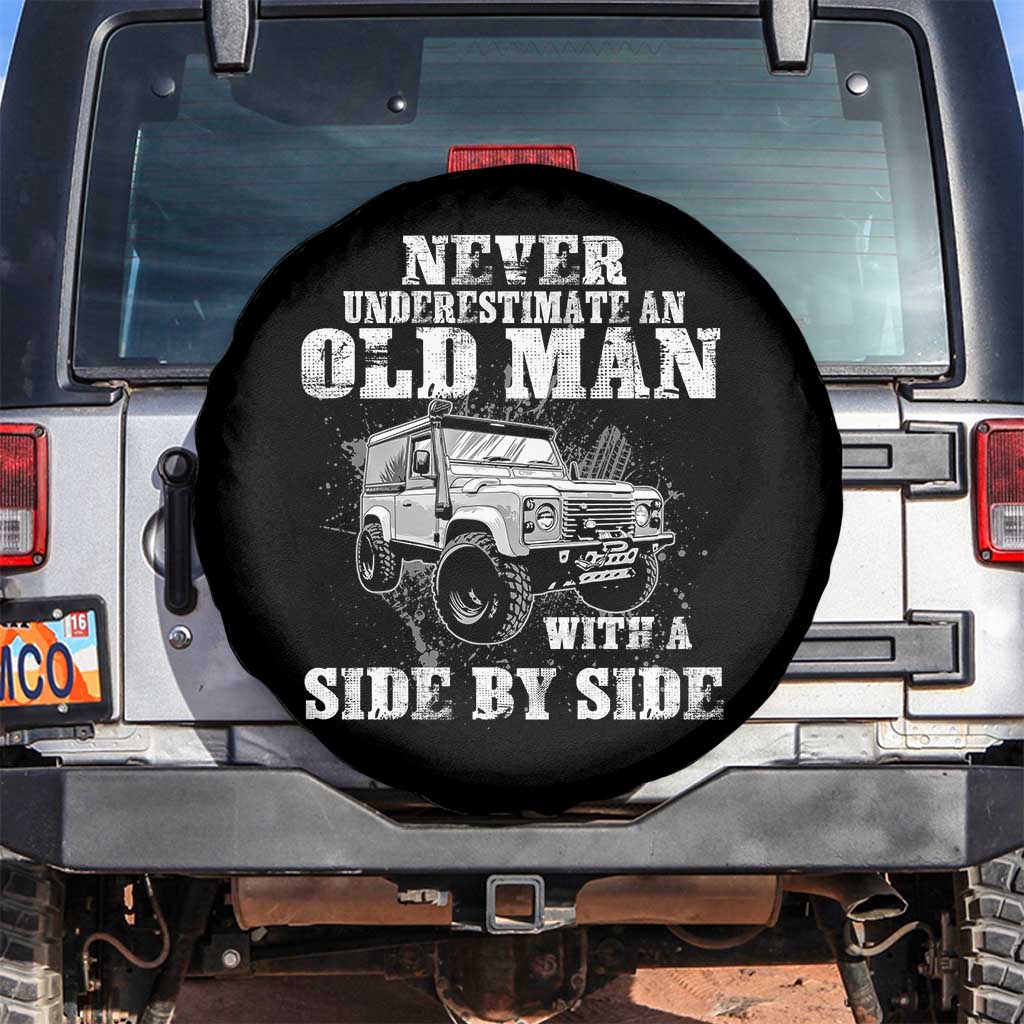 Classic Car Spare Tire Cover Never Underestimate An Old Man With A Side By Side Vintage Car - Wonder Print Shop
