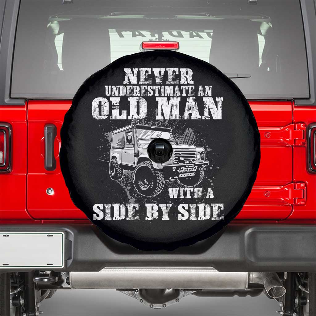 Classic Car Spare Tire Cover Never Underestimate An Old Man With A Side By Side Vintage Car - Wonder Print Shop