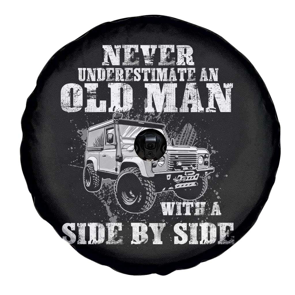 Classic Car Spare Tire Cover Never Underestimate An Old Man With A Side By Side Vintage Car - Wonder Print Shop