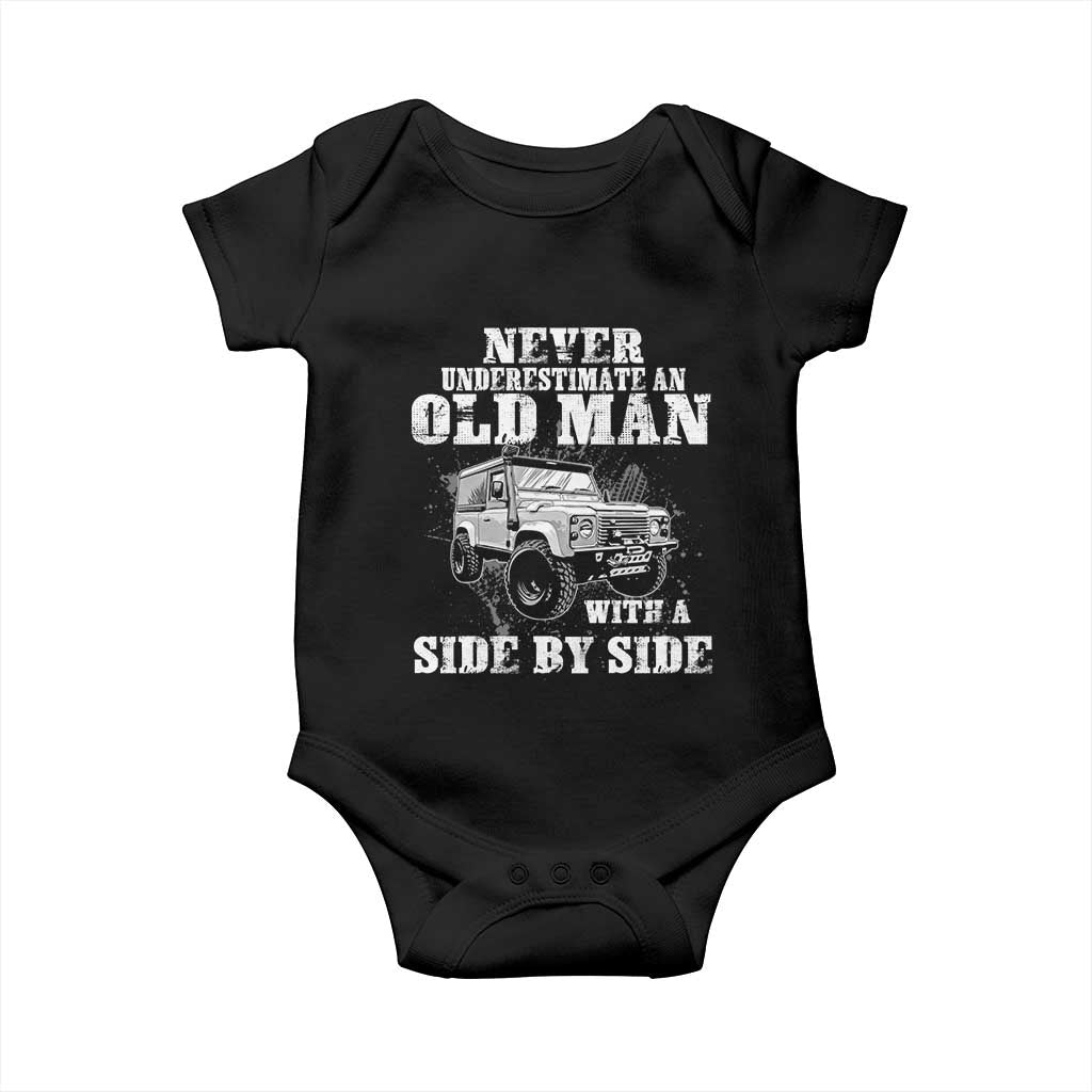 Classic Car Baby Onesie Never Underestimate An Old Man With A Side By Side Vintage Car - Wonder Print Shop