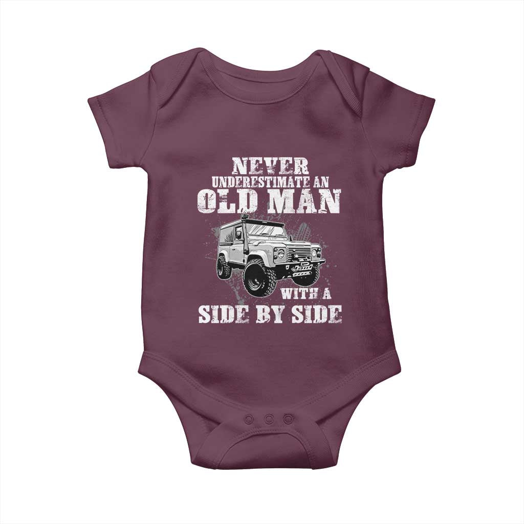 Classic Car Baby Onesie Never Underestimate An Old Man With A Side By Side Vintage Car - Wonder Print Shop