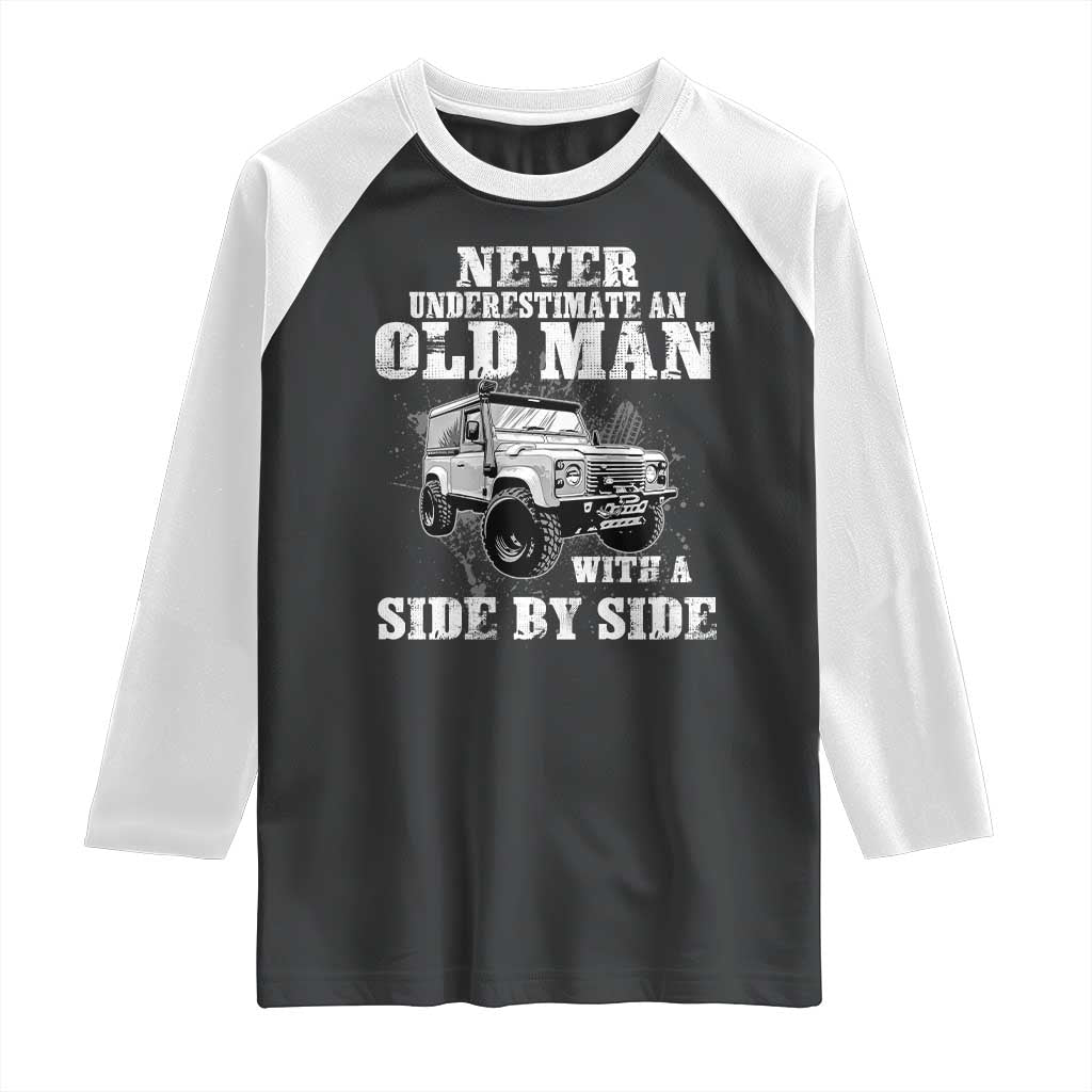 Classic Car Raglan Shirt Never Underestimate An Old Man With A Side By Side Vintage Car - Wonder Print Shop