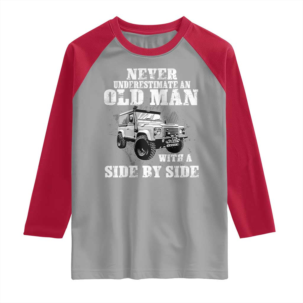 Classic Car Raglan Shirt Never Underestimate An Old Man With A Side By Side Vintage Car - Wonder Print Shop