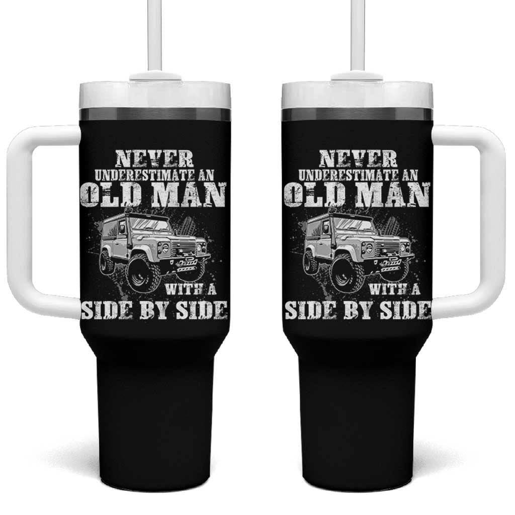 Classic Car Tumbler With Handle Never Underestimate An Old Man With A Side By Side Vintage Car - Wonder Print Shop