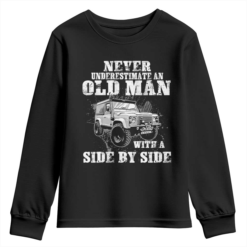 Classic Car Youth Sweatshirt Never Underestimate An Old Man With A Side By Side Vintage Car - Wonder Print Shop