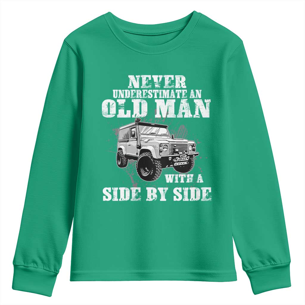 Classic Car Youth Sweatshirt Never Underestimate An Old Man With A Side By Side Vintage Car - Wonder Print Shop