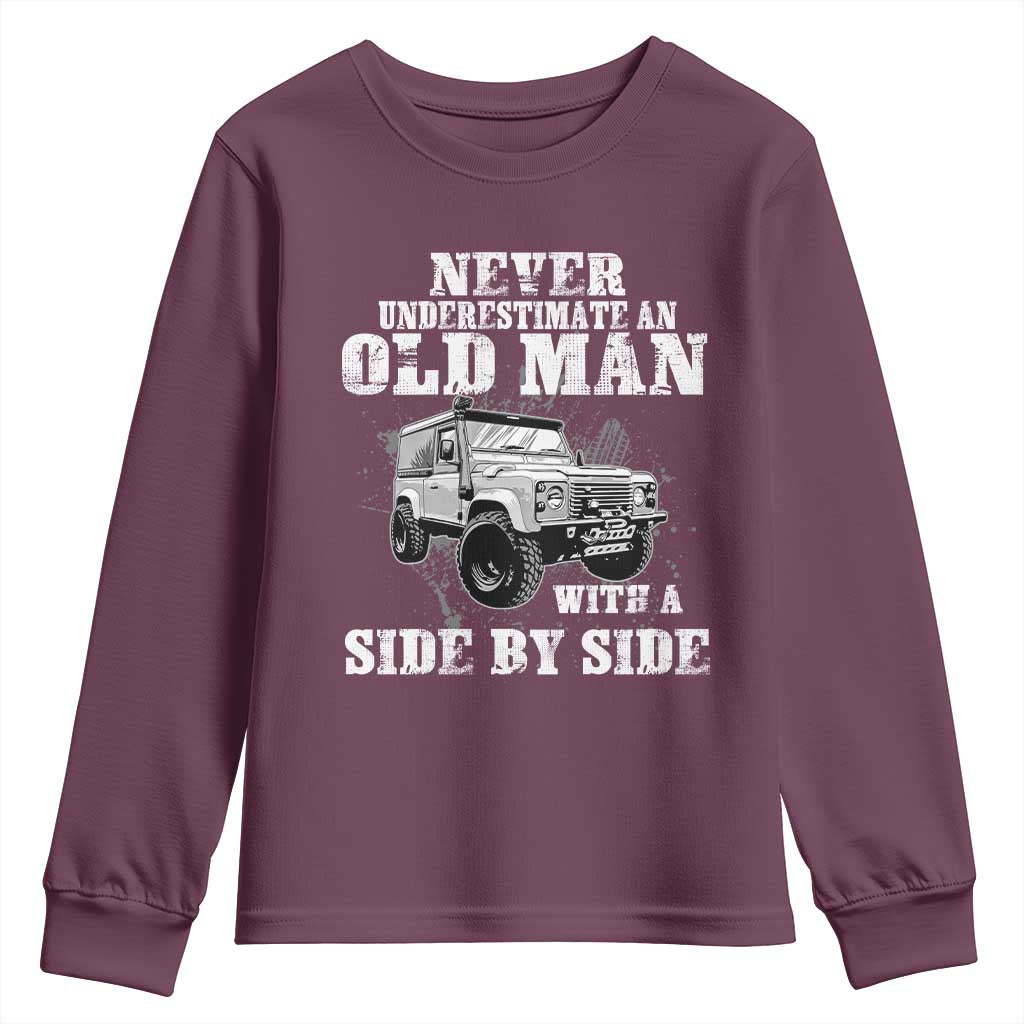Classic Car Youth Sweatshirt Never Underestimate An Old Man With A Side By Side Vintage Car - Wonder Print Shop