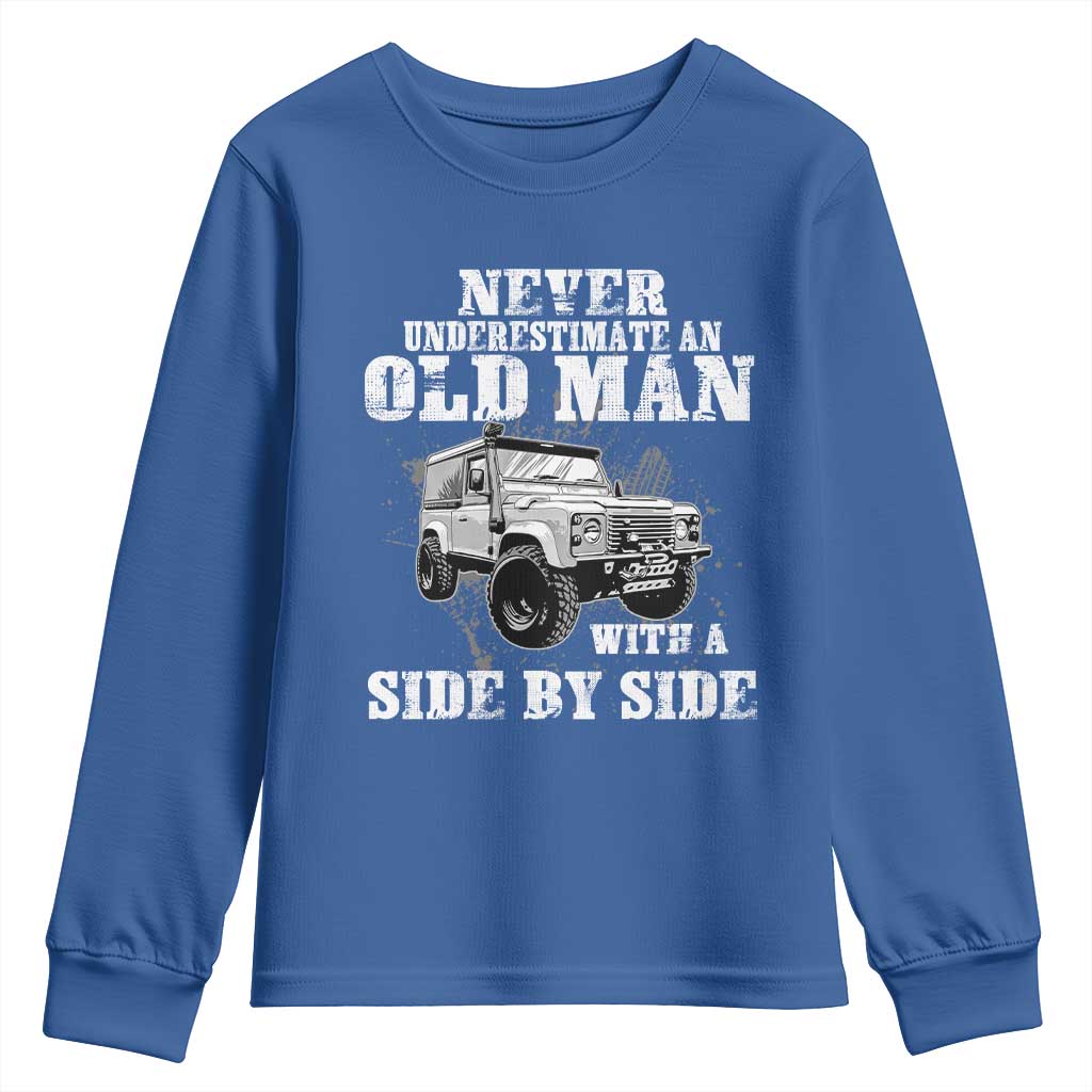 Classic Car Youth Sweatshirt Never Underestimate An Old Man With A Side By Side Vintage Car - Wonder Print Shop