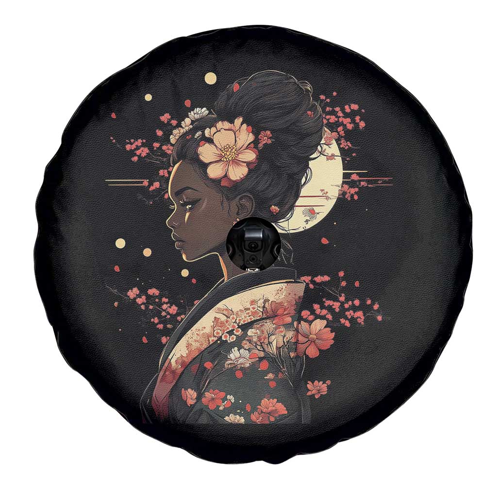 African American Geisha Kimono Blasian Japanese Sakura Spare Tire Cover