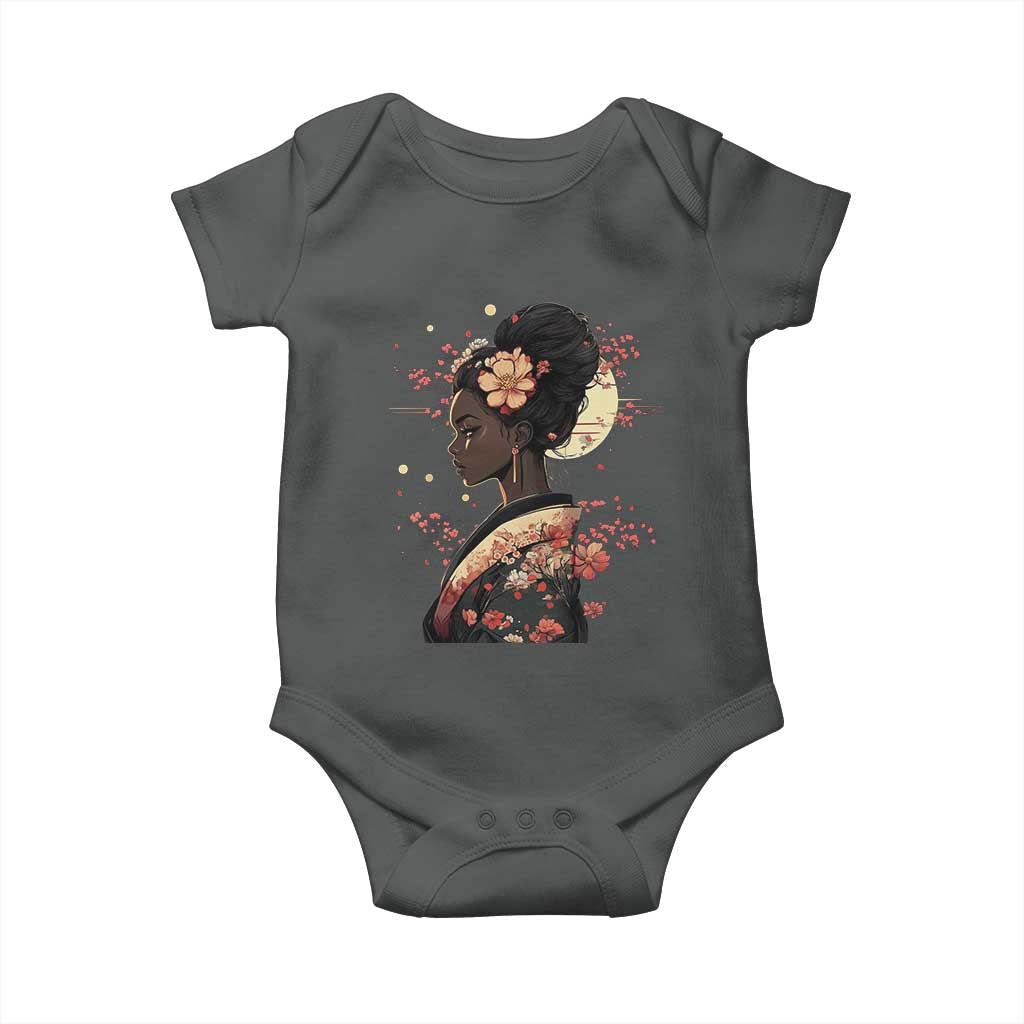 African American Geisha Kimono Blasian Japanese Sakura Baby Onesie