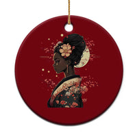 African American Geisha Kimono Blasian Japanese Sakura Ceramic Ornament