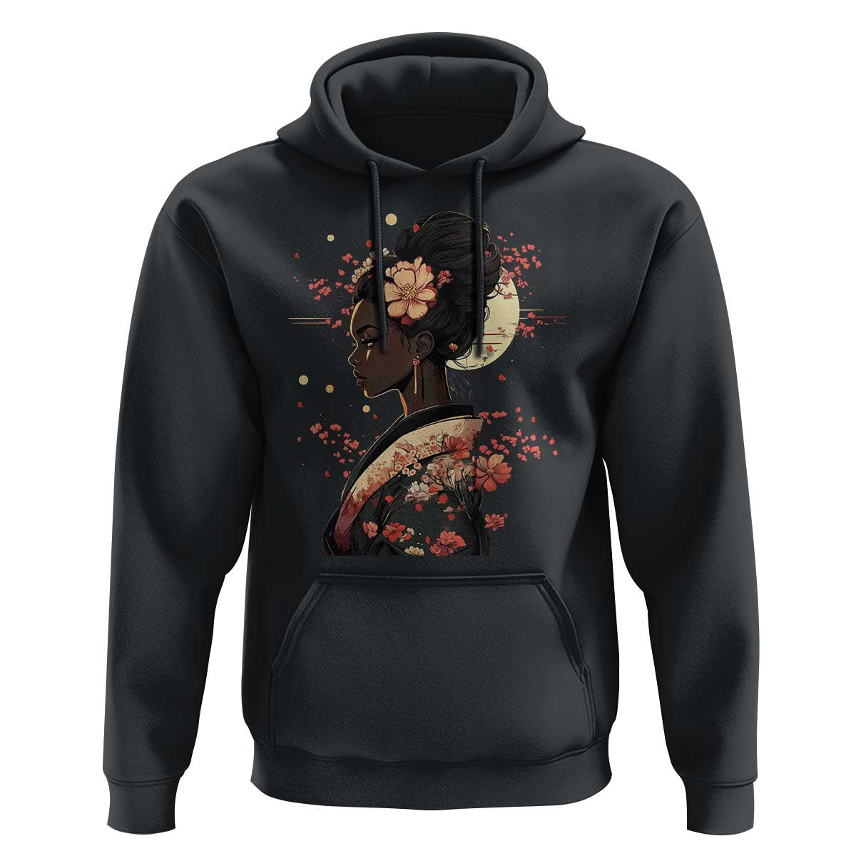 African American Geisha Kimono Blasian Japanese Sakura Hoodie