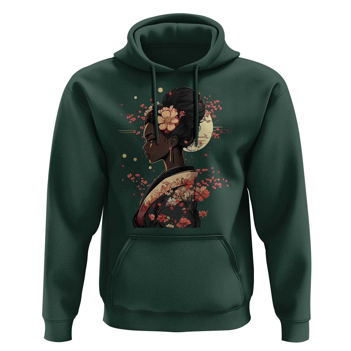 African American Geisha Kimono Blasian Japanese Sakura Hoodie