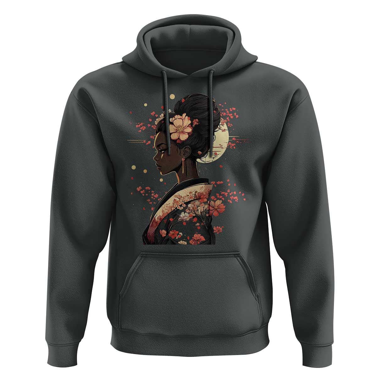 African American Geisha Kimono Blasian Japanese Sakura Hoodie