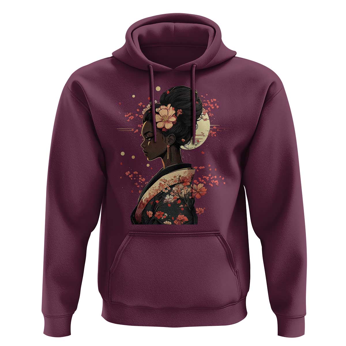 African American Geisha Kimono Blasian Japanese Sakura Hoodie