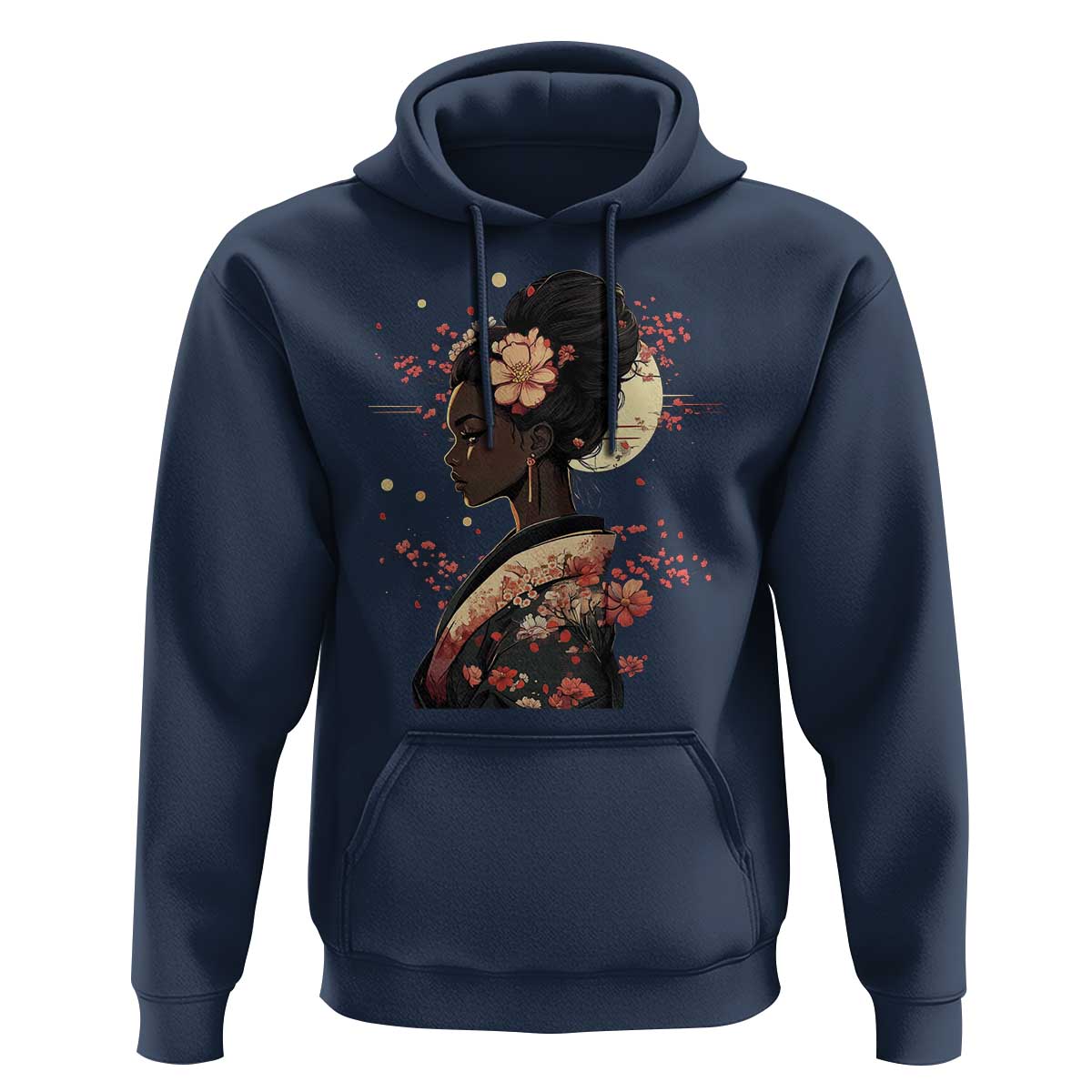 African American Geisha Kimono Blasian Japanese Sakura Hoodie