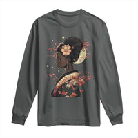 African American Geisha Kimono Blasian Japanese Sakura Long Sleeve Shirt