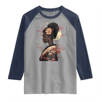 African American Geisha Kimono Blasian Japanese Sakura Raglan Shirt