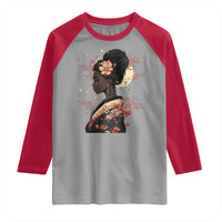African American Geisha Kimono Blasian Japanese Sakura Raglan Shirt