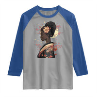 African American Geisha Kimono Blasian Japanese Sakura Raglan Shirt