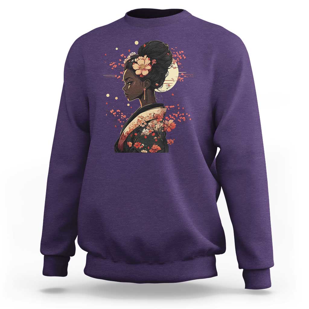 African American Geisha Kimono Blasian Japanese Sakura Sweatshirt