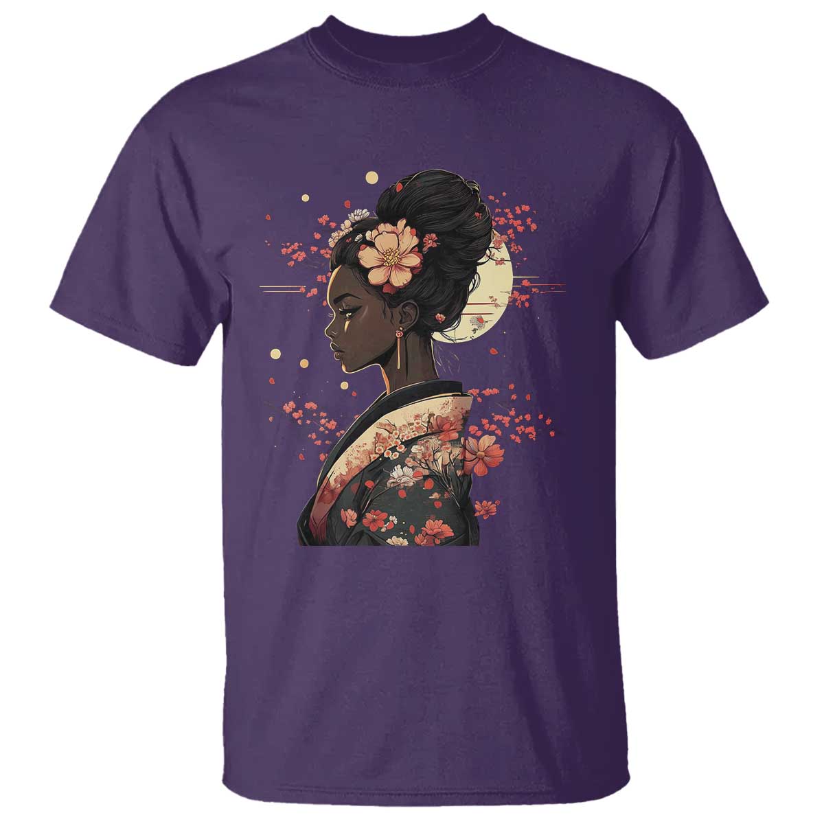 African American Geisha Kimono Blasian Japanese Sakura T Shirt