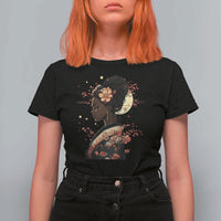 African American Geisha Kimono Blasian Japanese Sakura T Shirt For Women