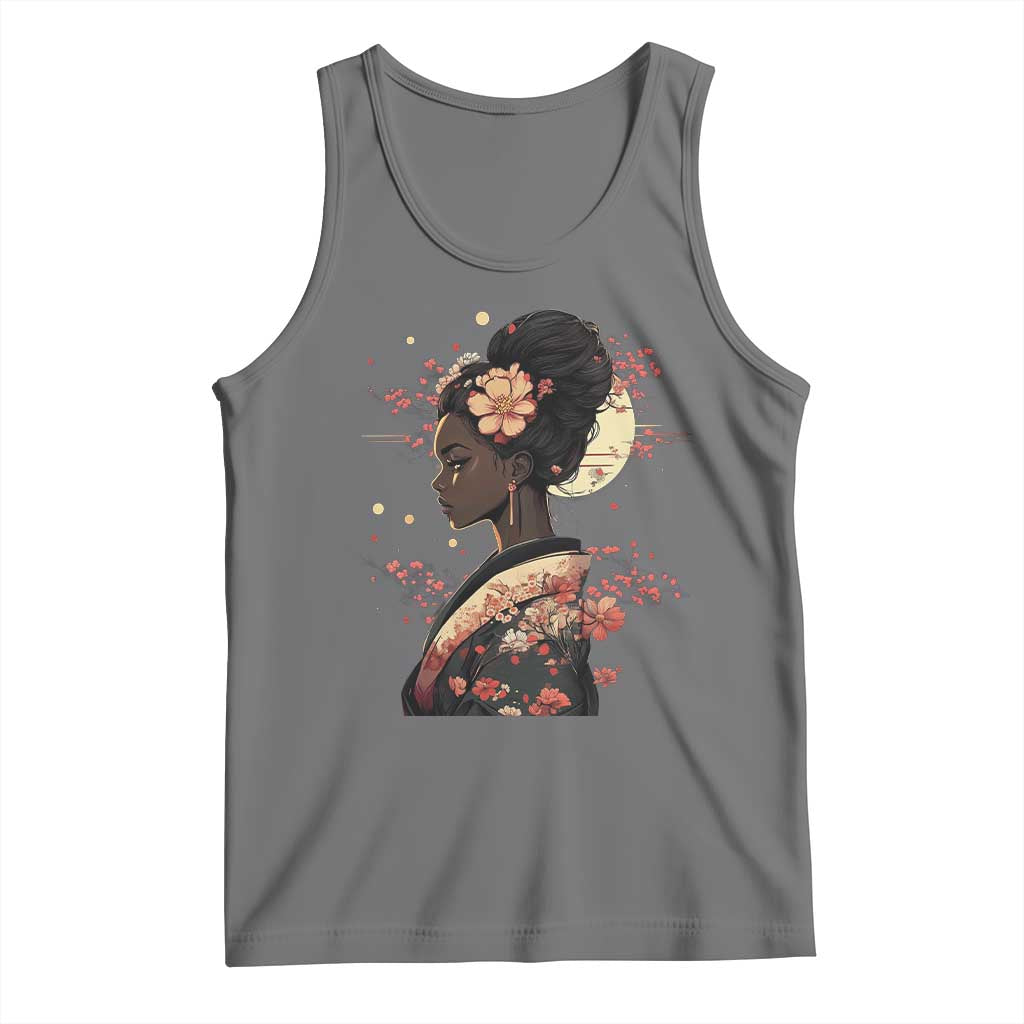 African American Geisha Kimono Blasian Japanese Sakura Tank Top
