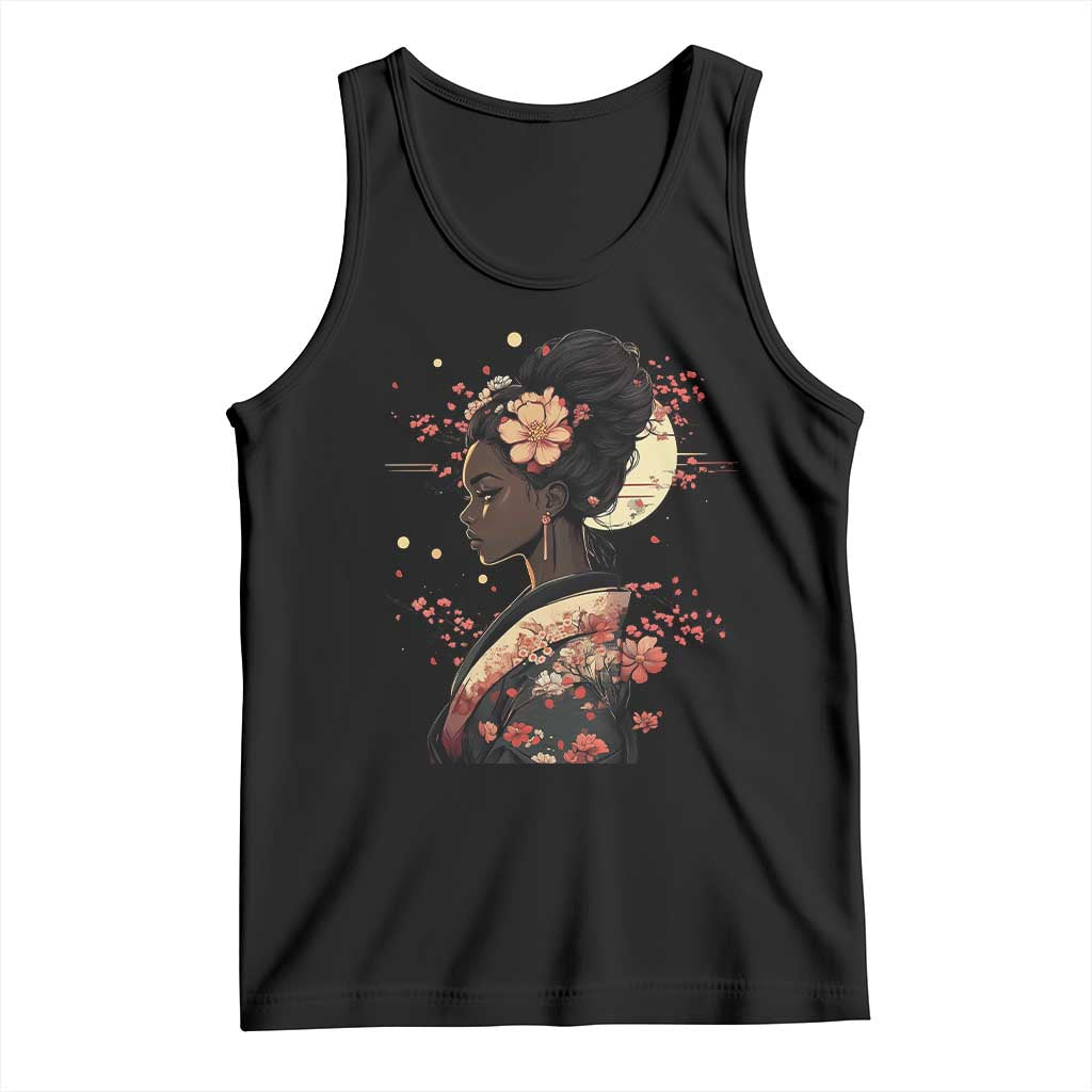 African American Geisha Kimono Blasian Japanese Sakura Tank Top