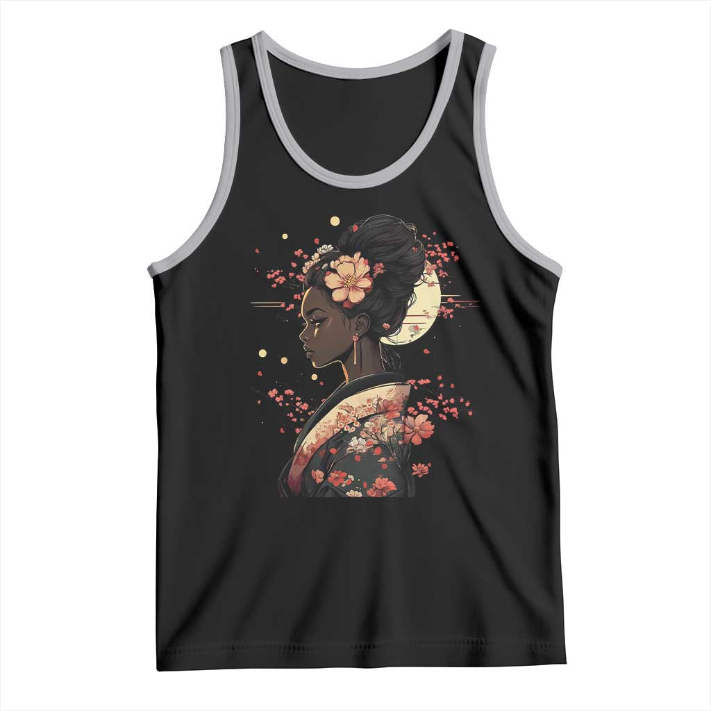 African American Geisha Kimono Blasian Japanese Sakura Tank Top